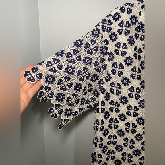 Anthropologie Maeve Short-Sleeve Geo Lace Mini Shirt Dress Size MP - Picture 5 of 12